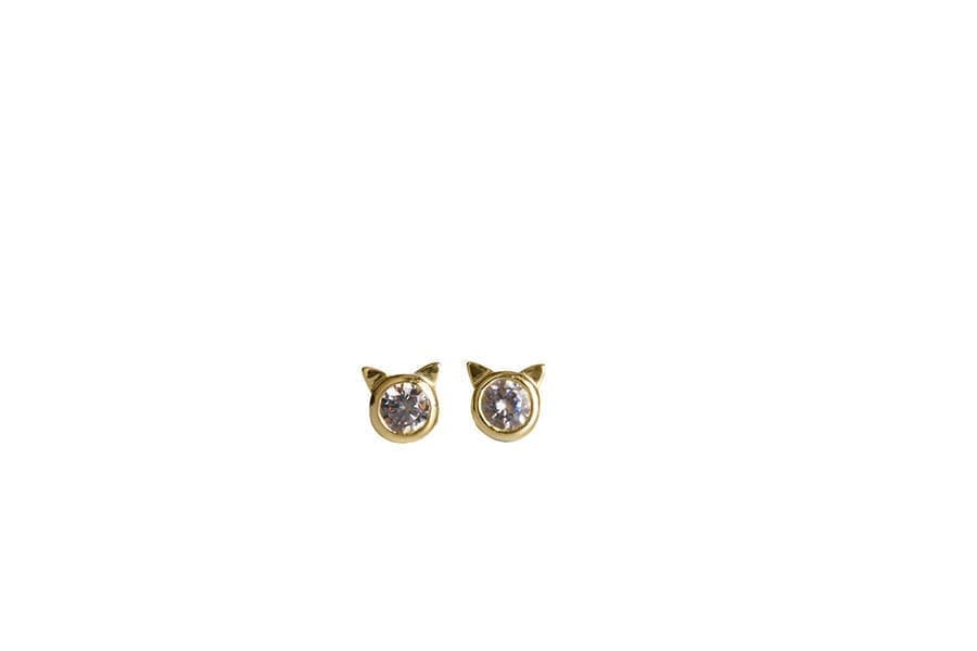 Meow Diamondピアス（K18YG）（正面）