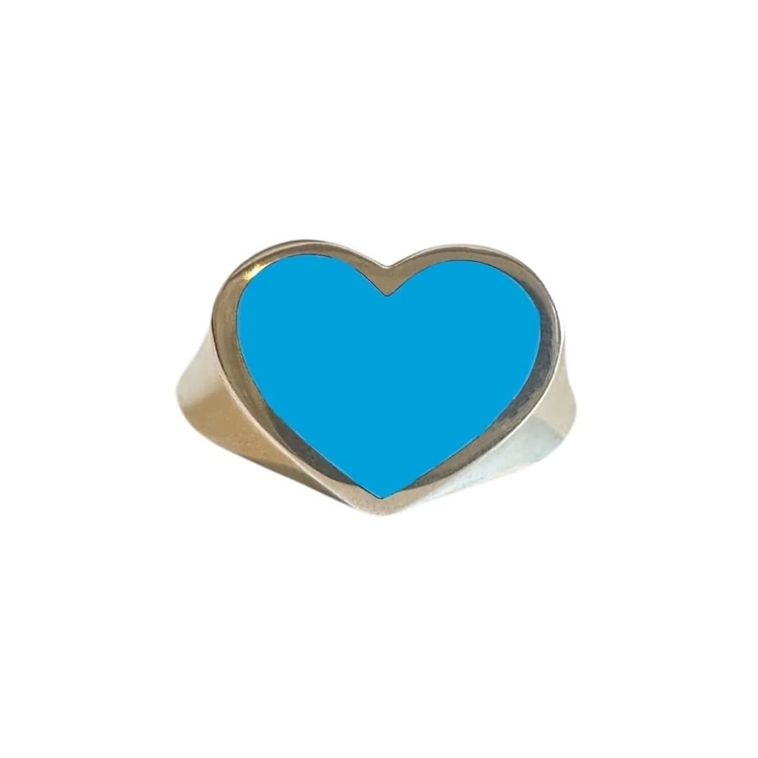 Love Signet Ring (Turquoise Blue)