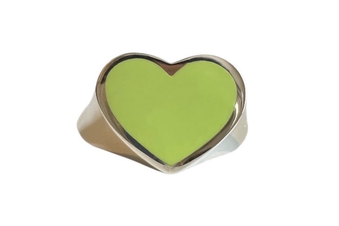 Love Signet Ring (Neon Green)