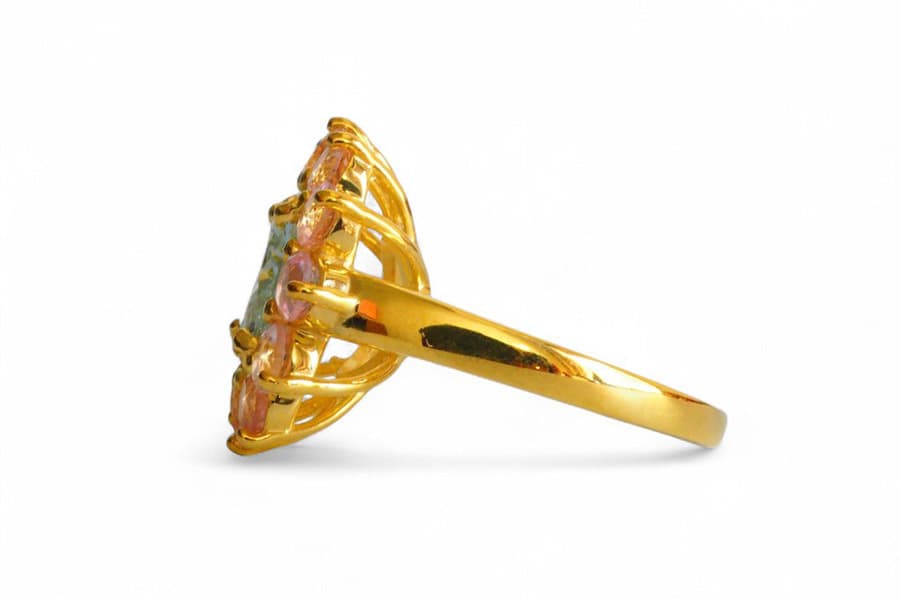 Aquamarine & Morganite Bicolor Candy Ring（横）